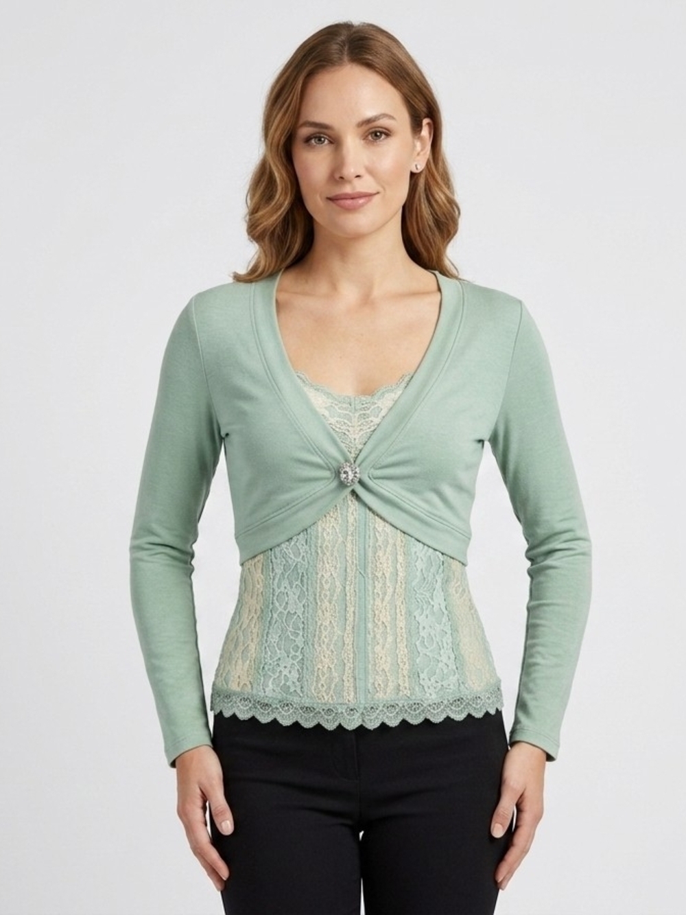Elle Mint Lace Camisole with Matching Mint Twist Shrug